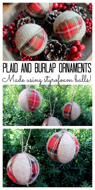Plaid and Burlap Ornaments
