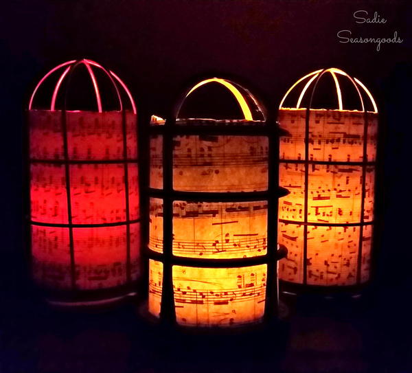 Upcycled Sheet Music Light Cage Lantern Upcycled Sheet Music Light Cage Lantern