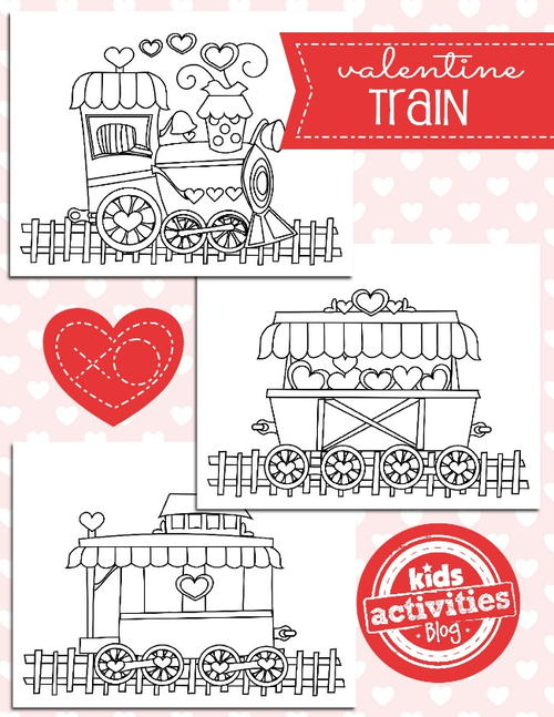 Valentine Train Coloring Pages