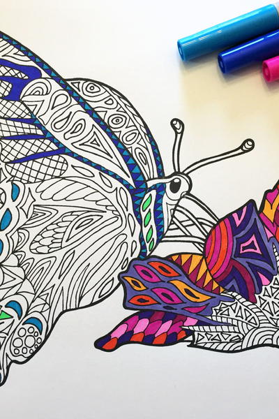 Butterfly Zentangle Coloring Page