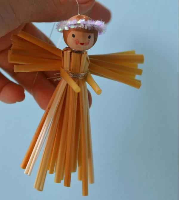 Simple Straw DIY Angel Ornament
