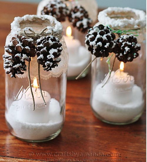 Snowy Pine Cone Homemade Luminaries Snowy Pine Cone Homemade Luminaries