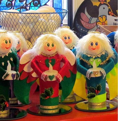 Thrifty Mixed Media Angel Candle Holders