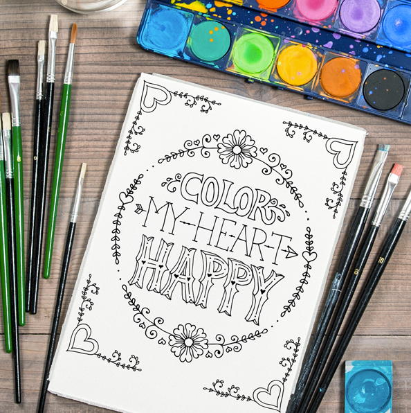 Color My Heart Happy Coloring Page
