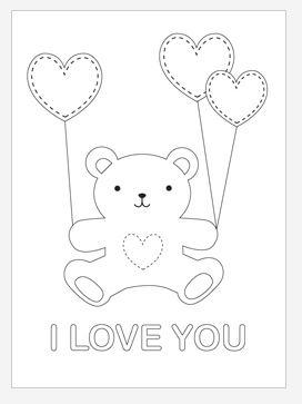 Valentine Teddy Bear Coloring Page
