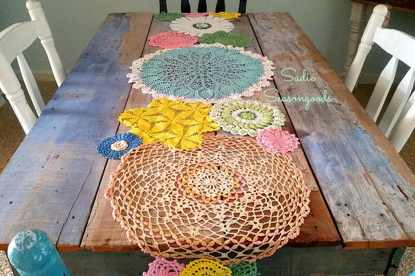 Spring Doily Table Runner Spring Doily Table Runner