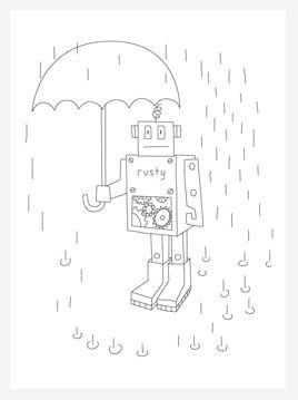 Rusty the Robot Coloring Page