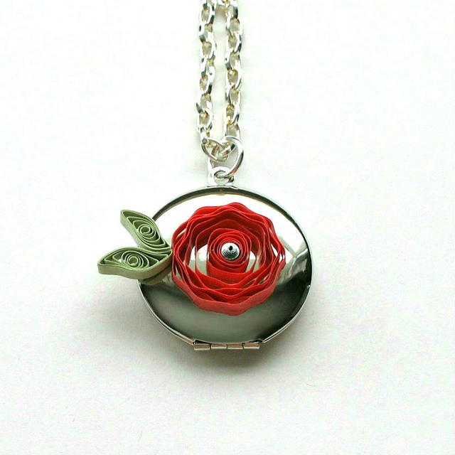 Quilled Paper Rose Locket Quilled Paper Rose Locket