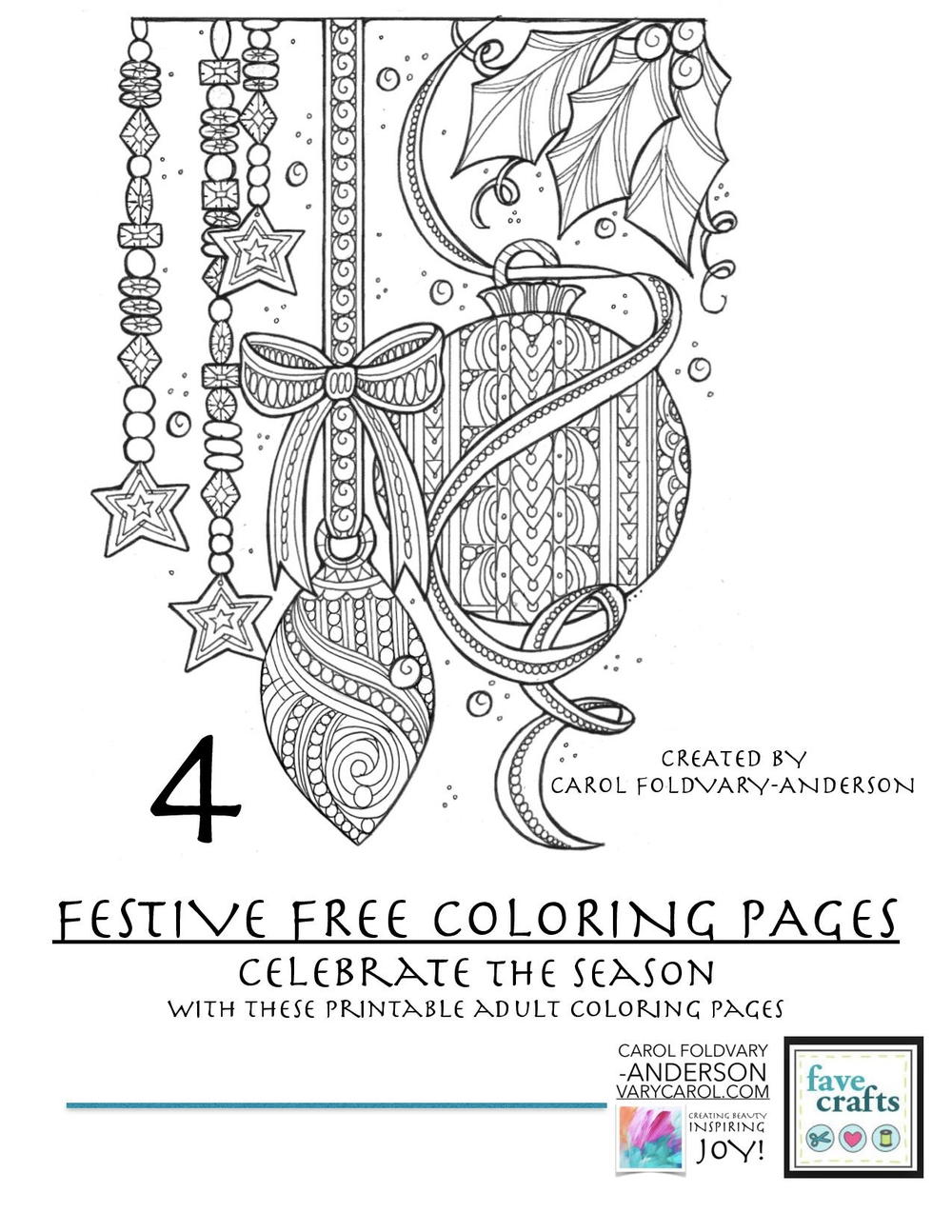 4 Festive Free Holiday Coloring Pages for Adults PDF