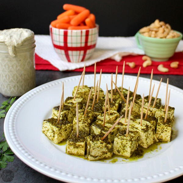 Chimichurri Tofu Bites with Cashew Ranch Chimichurri Tofu Bites with Cashew Ranch