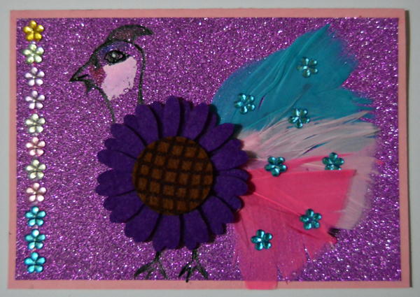 Glittery Guinea Fowl Homemade Birthday Card