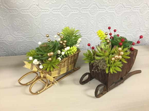 Succulent Sleigh Ride DIY Centerpieces Succulent Sleigh Ride DIY Centerpieces