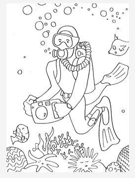Sea Diver Coloring Page Favecrafts Com
