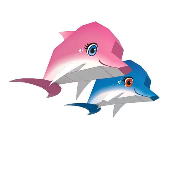 Dolphin Duo Printable Paper Craft Dolphin Duo Printable Paper Craft