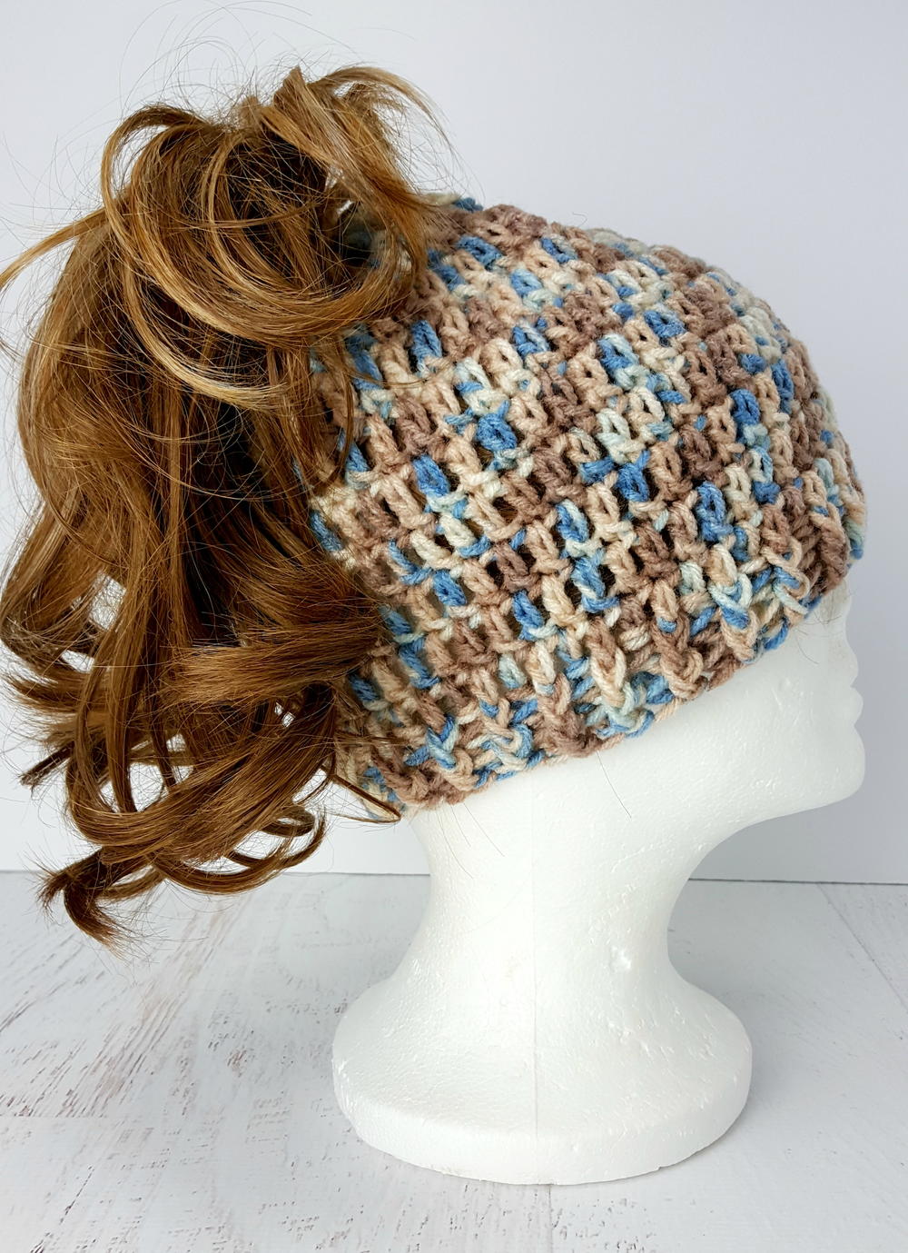 Easy Messy Bun Hat Crochet Pattern | AllFreeCrochet.com