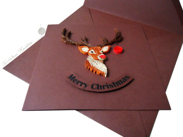 Quilled Christmas Card with Rudolph Quilled Christmas Card with Rudolph