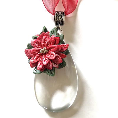 Clay and Crystal Teardrop Ornament