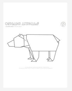 Origami Bear Coloring Page