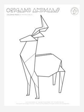 Origami Deer Coloring Page