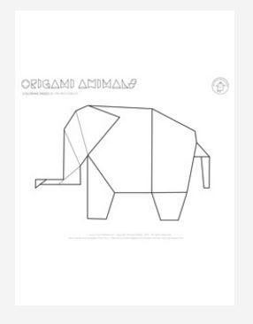 Origami Elephant Coloring Page