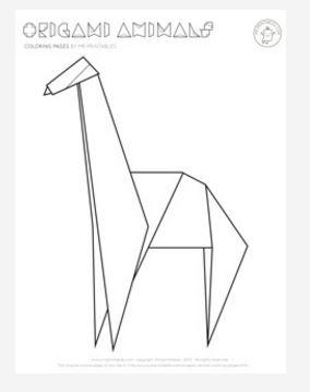Origami Giraffe Coloring Page Origami Giraffe Coloring Page