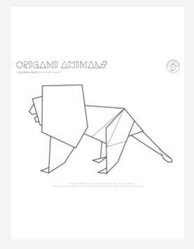 Origami Lion Coloring Page