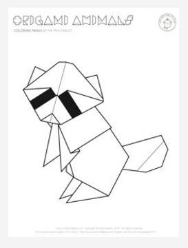 Origami Raccoon Coloring Page Origami Raccoon Coloring Page