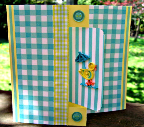 Quilled Duck Swing Baby Card Idea Quilled Duck Swing Baby Card Idea