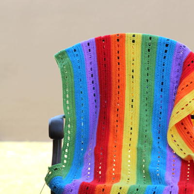 Rainbow Stripe Crochet Blanket