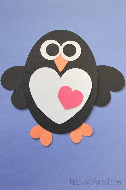 "Hearts-a-Flutter" Penguin Craft | AllFreeKidsCrafts.com