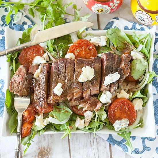 Warm Steak Salad with Seared Tomato Vinaigrette Warm Steak Salad with Seared Tomato Vinaigrette