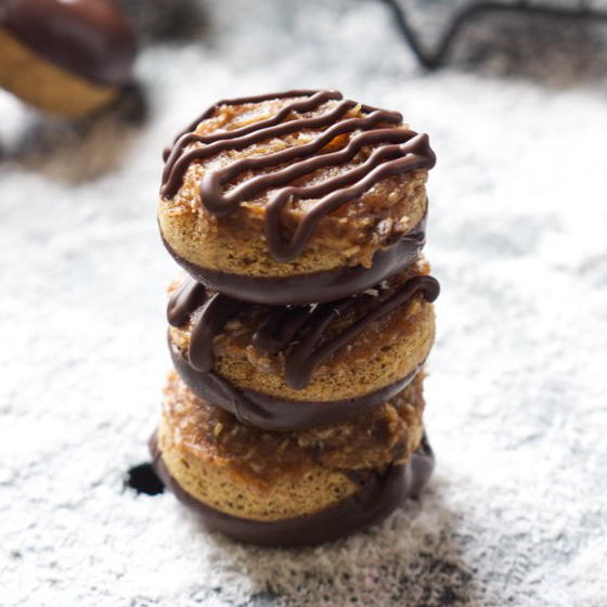 One Bowl Mini Baked Samoa Donuts One Bowl Mini Baked Samoa Donuts