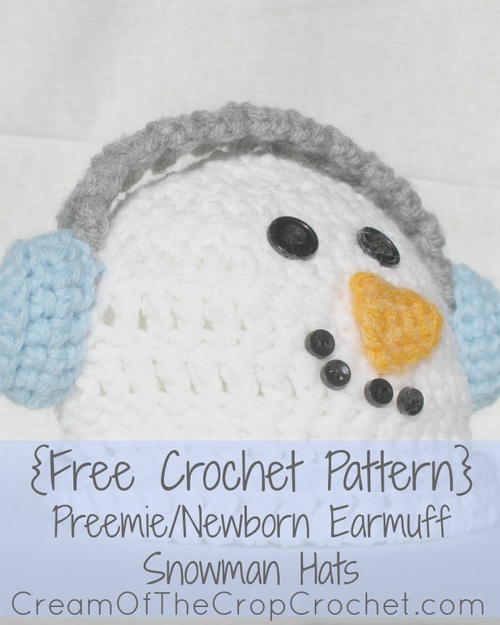 PreemieNewborn Earmuff Snowman Hat Preemie/Newborn Earmuff Snowman Hat