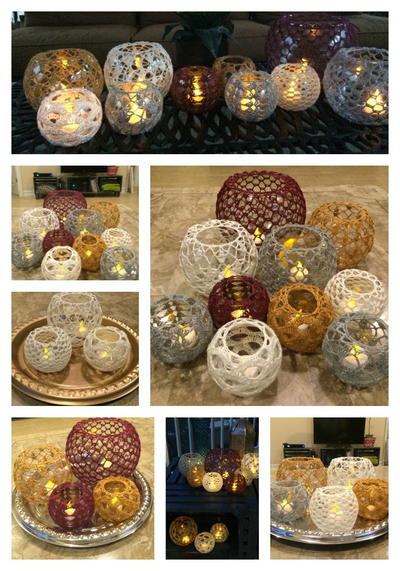 Budding Lotus Lace Crochet Candle Holders Budding Lotus Lace Crochet Candle Holders