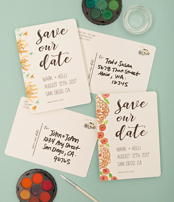 Watercolor Save the Date Postcards Watercolor Save the Date Postcards