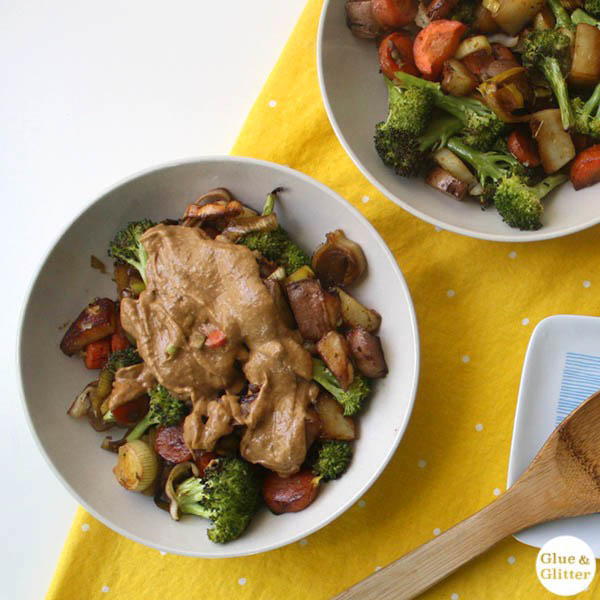 Easy Roasted Vegetables with Tahini Miso Dressing Easy Roasted Vegetables with Tahini Miso Dressing