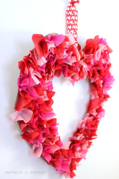 Tissue Paper Valentines Day Wreath Tissue Paper Valentines Day Wreath