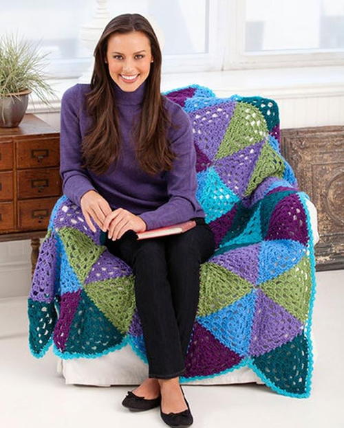 Vibrant Granny Triangle Throw