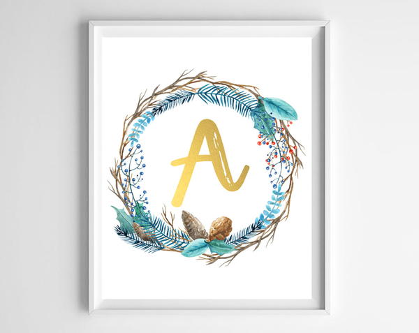 Winter Wreath Initial Printables Winter Wreath Initial Printables