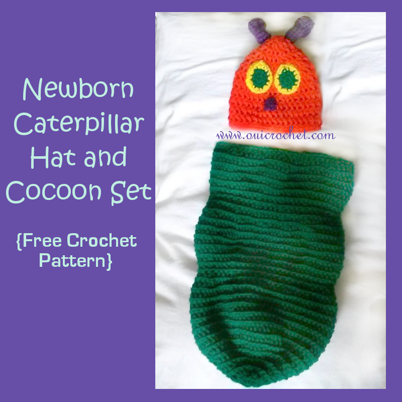 Newborn Caterpillar Hat and Cocoon AllFreeCrochet.com