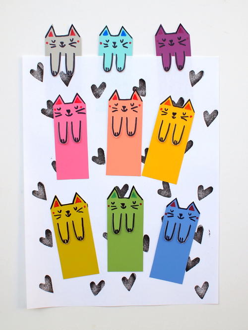Cat Lovers Paint Chip DIY Bookmarks