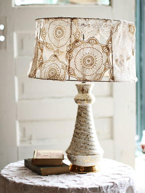 Doily Covered Lamp Shade Tutorial Doily Covered Lamp Shade Tutorial