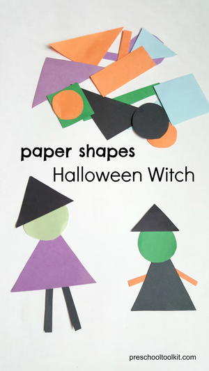 Halloween Witch Made With Paper Shapes Halloween Witch Made With Paper Shapes