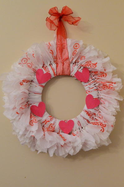 DIY Recycled Bag Rag Wreath for Valentines Day DIY Recycled Bag Rag Wreath for Valentine’s Day