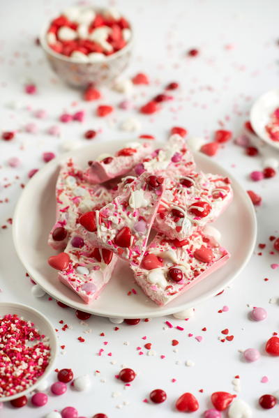 Valentine's Day Candy White Chocolate Bark