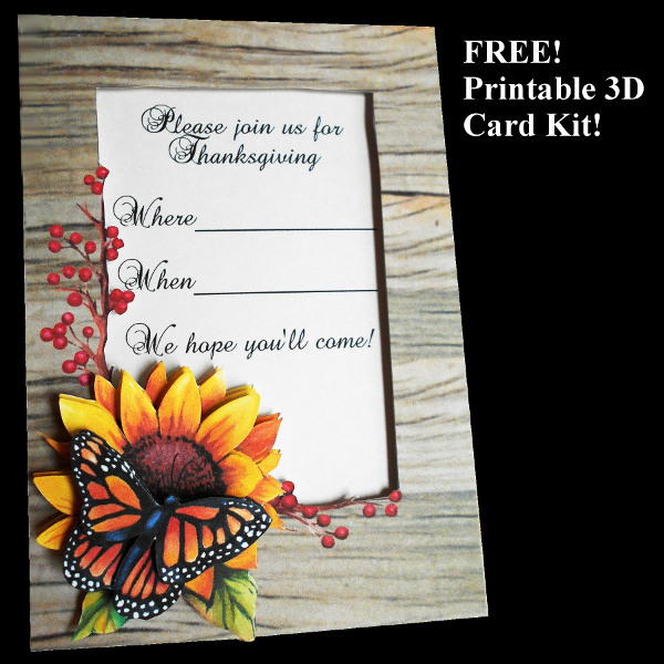 Printable 3D Thanksgiving Invitation Printable 3D Thanksgiving Invitation