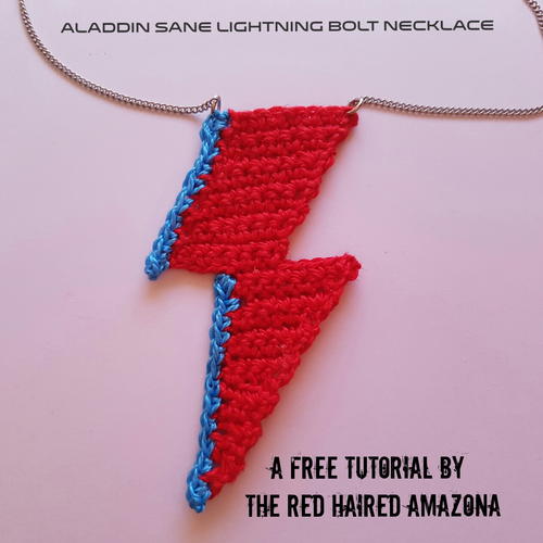 David Bowie Lightning Bolt Crochet Necklace David Bowie Lightning Bolt Crochet Necklace