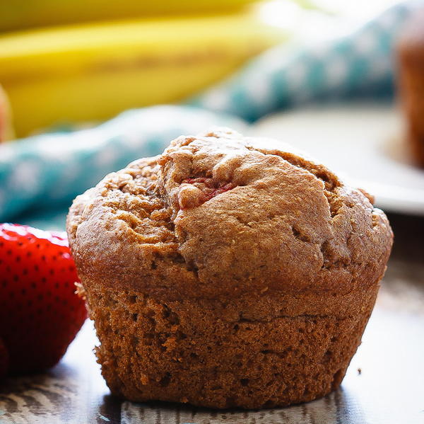 Whole Wheat Strawberry Banana Muffins Whole Wheat Strawberry Banana Muffins