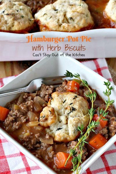Hamburger Pot Pie with Herb Biscuits