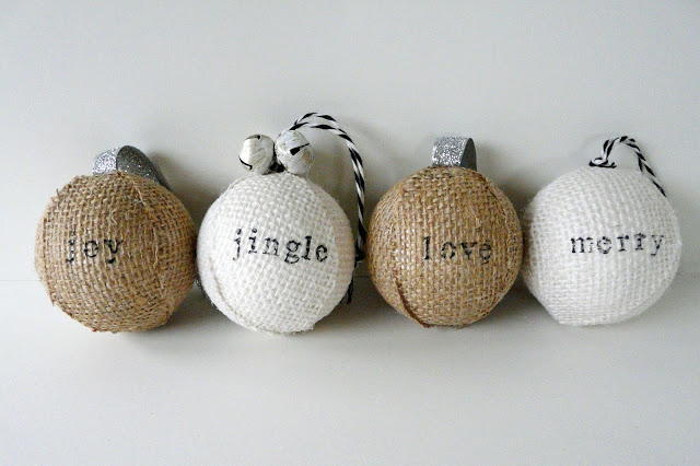 Stamped Burlap Ornaments